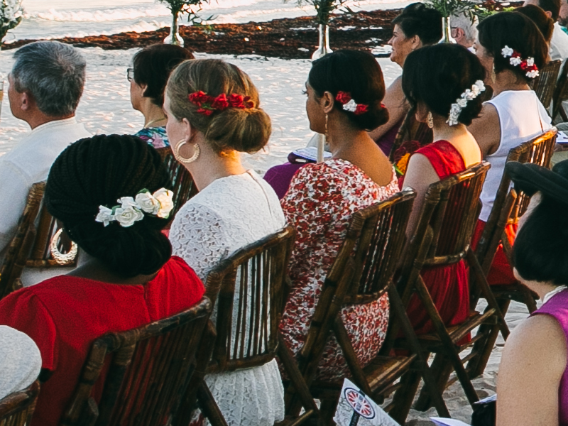 mexican filipino wedding hair flowers bridesmaids